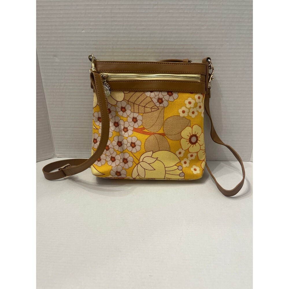 Spartina 449 Yellow Floral Linen Crossbody Bag - Picture 2 of 9